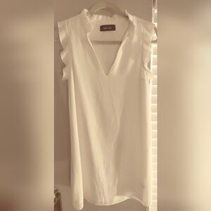 fab'rik White Ruffle Sleeve Dress